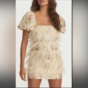 Loveshackfancy feather Beryl mini dress size 4